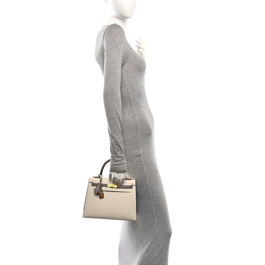 Epsom Bi-Color Horseshoe Kelly Sellier 25 Craie Gris Asphalte