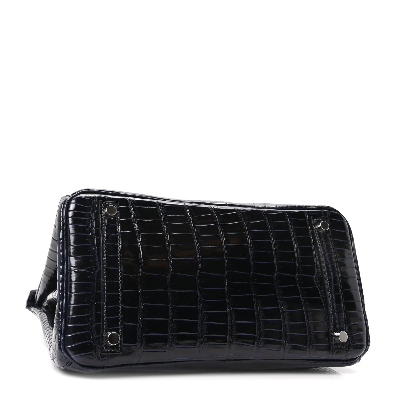 Shiny Porosus Crocodile Birkin 30 Bleu Marine
