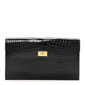 Shiny Alligator Kelly Pocket Long Wallet Black