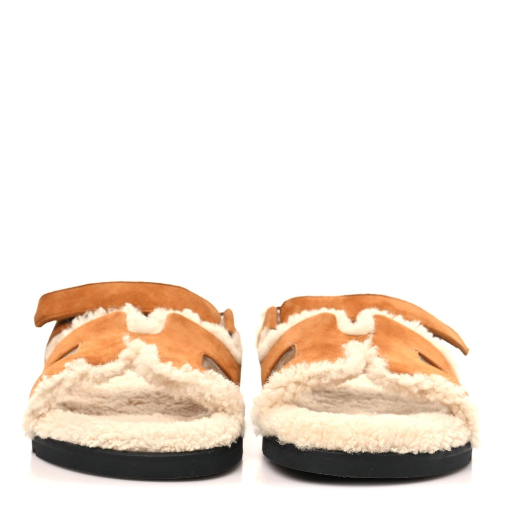 Suede Goatskin Woolskin Womens Chypre Sandals 39 Naturel Ecru