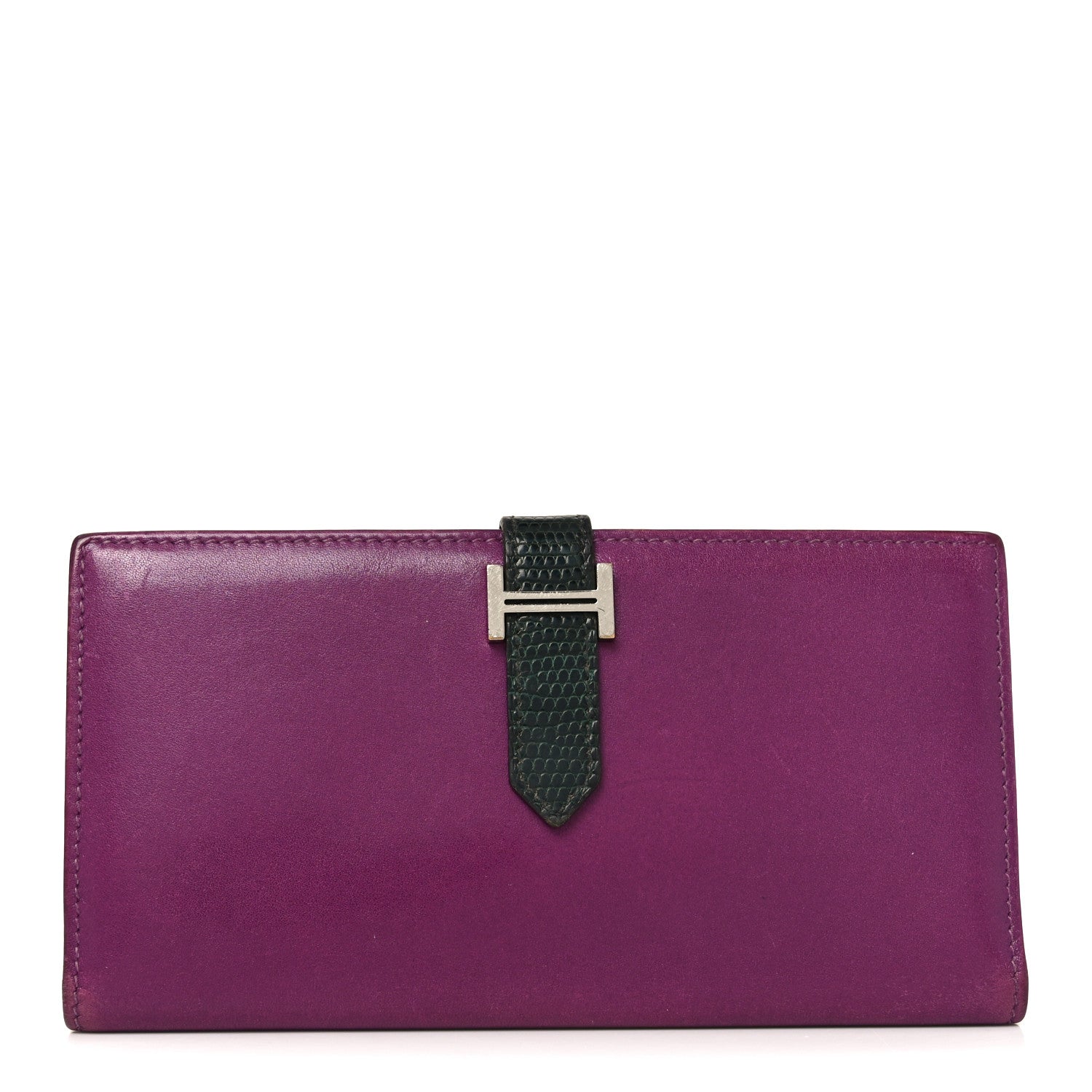 Tadelakt Lizard Bearn Gusset Wallet Anemone Vert