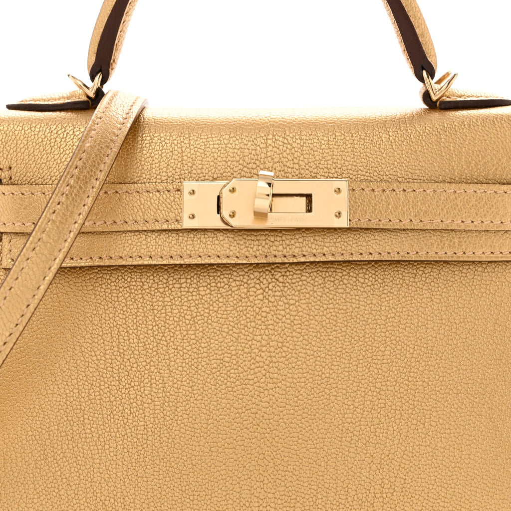 Metallic Chevre Chamkilight Mini Kelly Sellier 20 Dore
