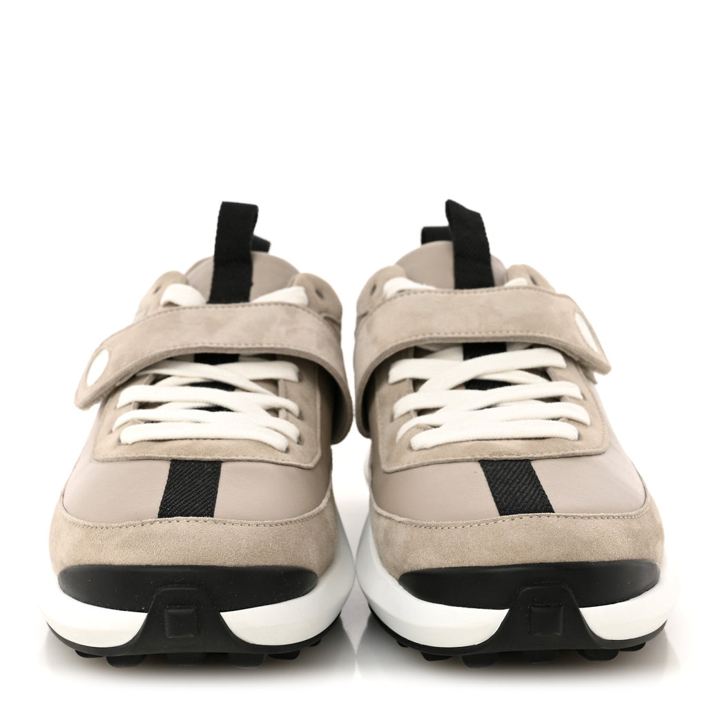 Calfskin Suede Goatskin Loop Sneakers 37 Beige Galet