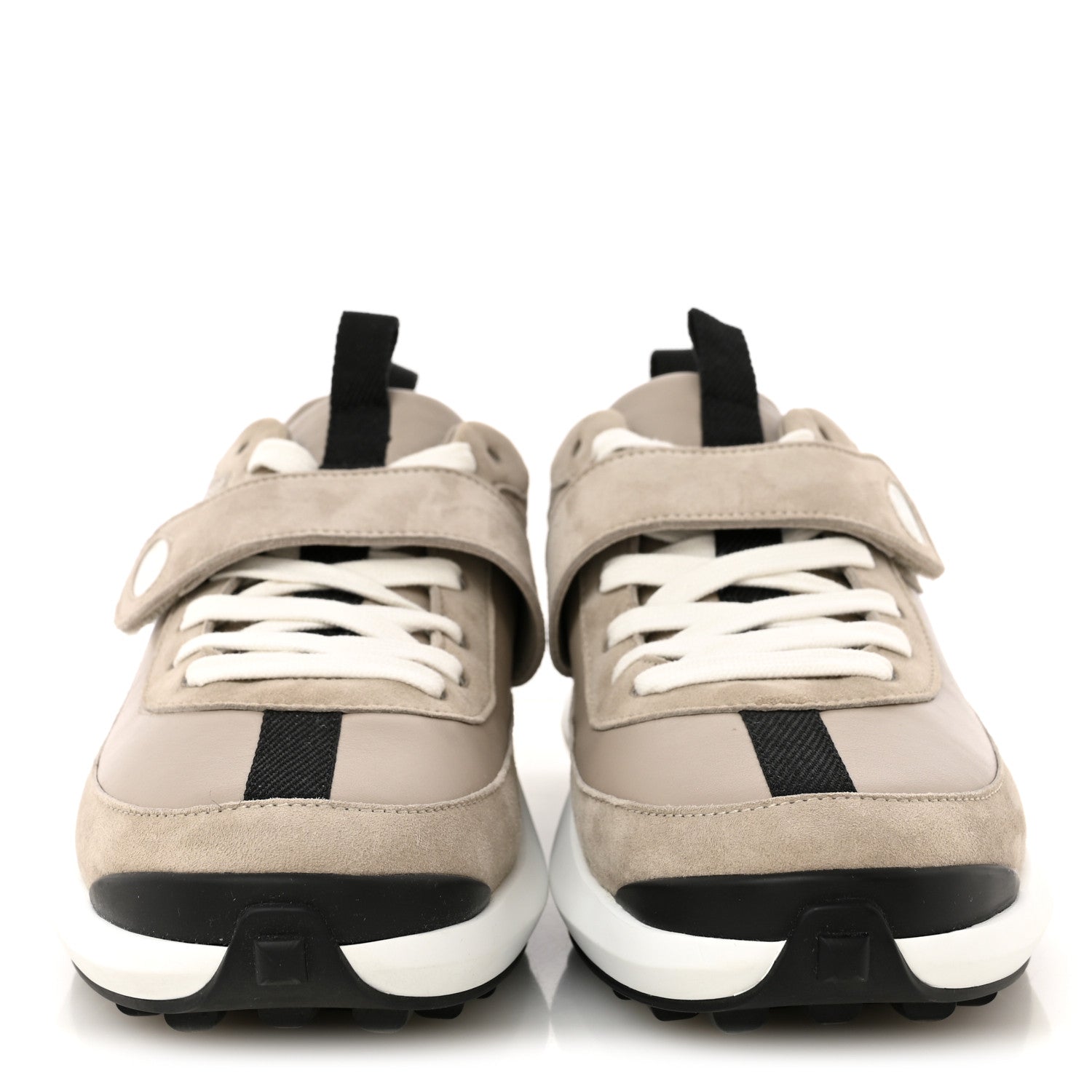Calfskin Suede Goatskin Loop Sneakers 37 Beige Galet