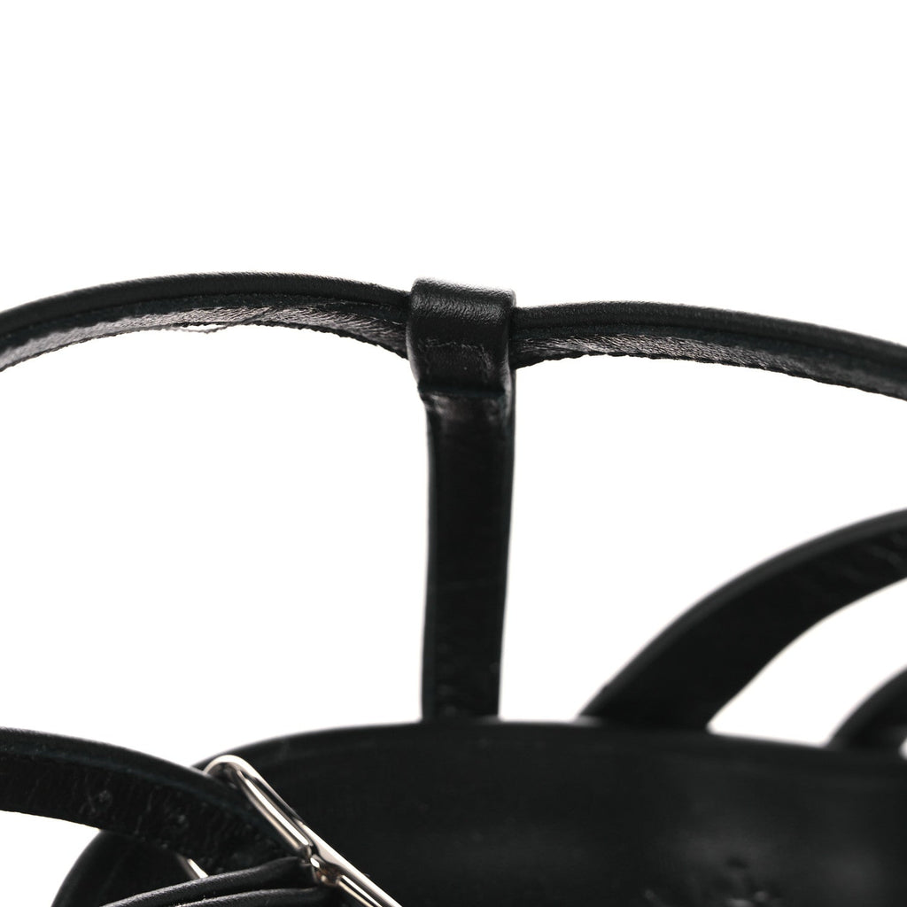 Calfskin Klara 100 Wedge Sandals 35 Black Natural