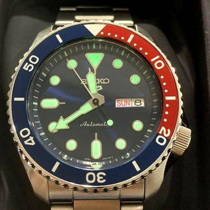 Seiko 5 Sports Automatic Blue Dial Silver Steel Strap Watch For Men - SRPD53K1