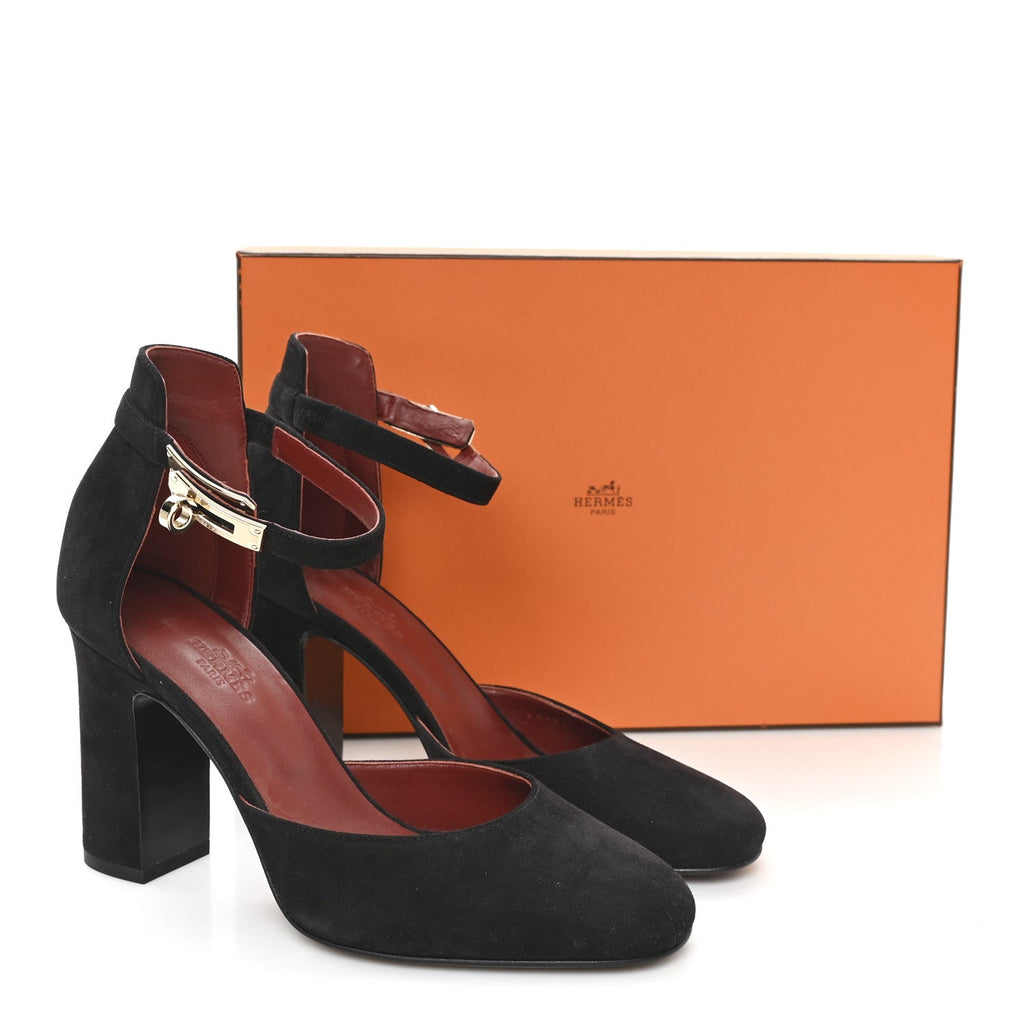 Suede Goatskin Baby 90 Pump 37 Black