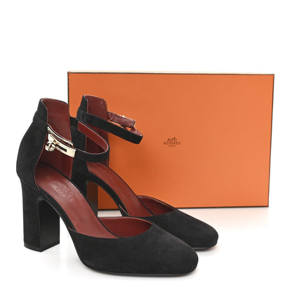 Suede Goatskin Baby 90 Pump Black