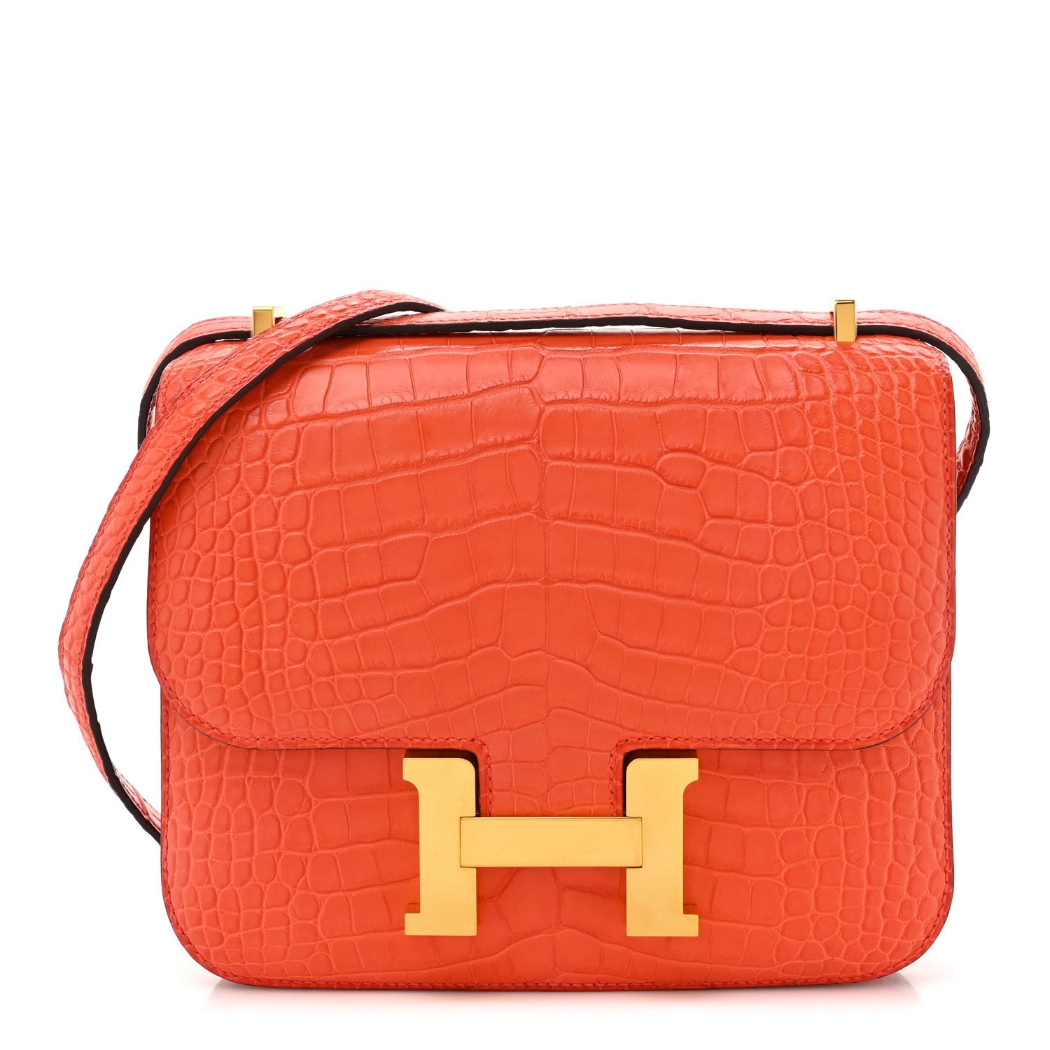 Matte Alligator Constance 18 Rouge Indien