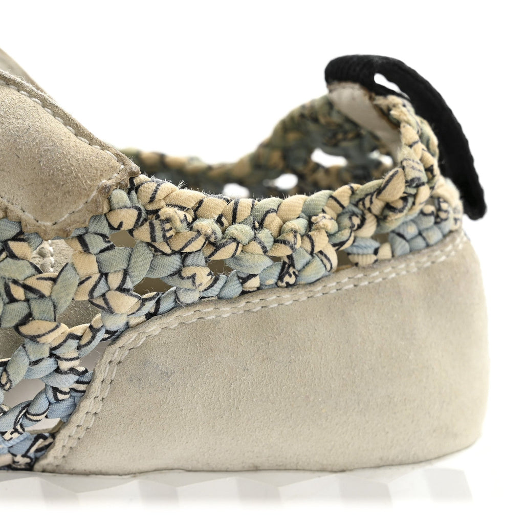 Braided Silk Suede Sneakers 35 Bleu Clair White
