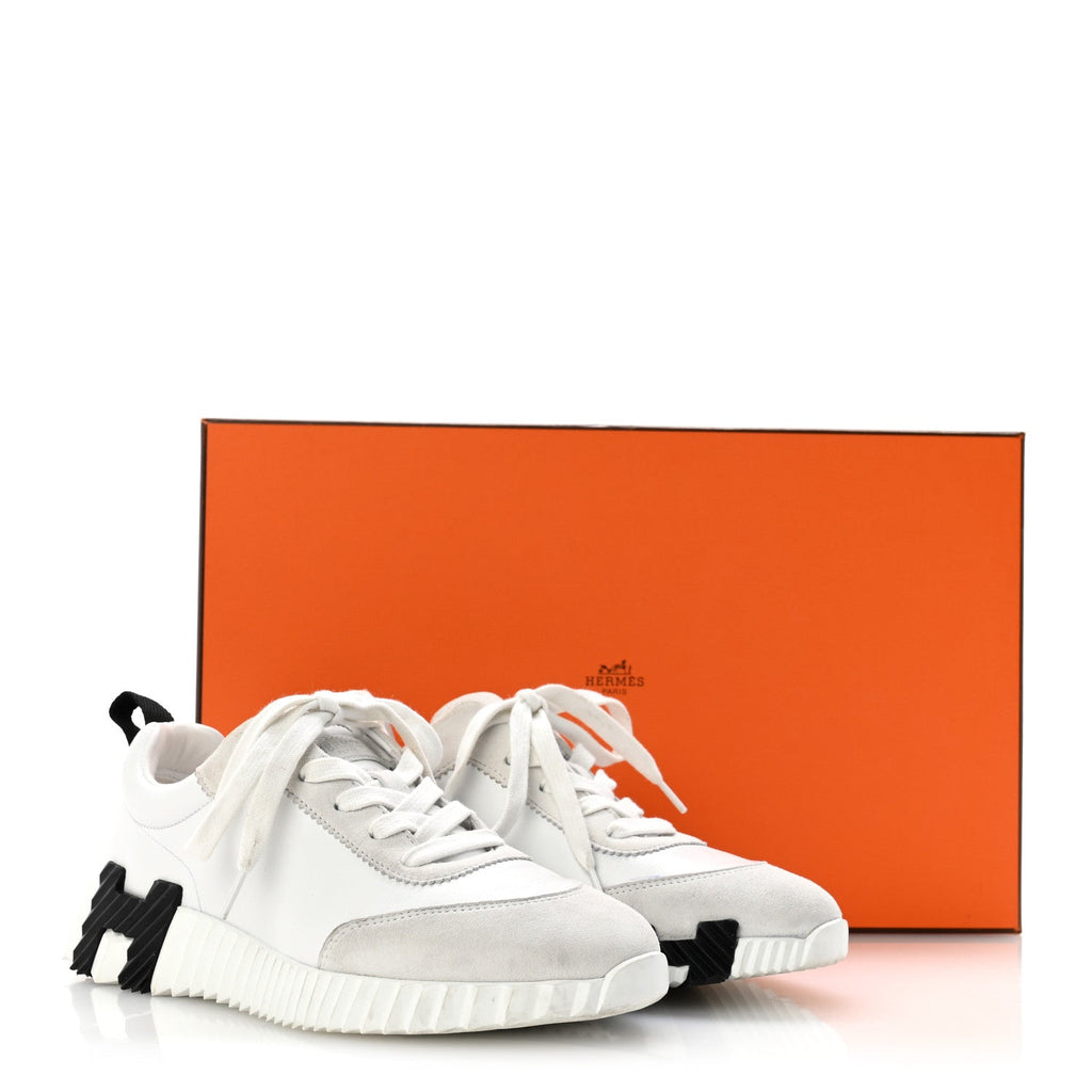 Calfskin Suede Goatskin Bouncing Sneakers 35.5 White Black