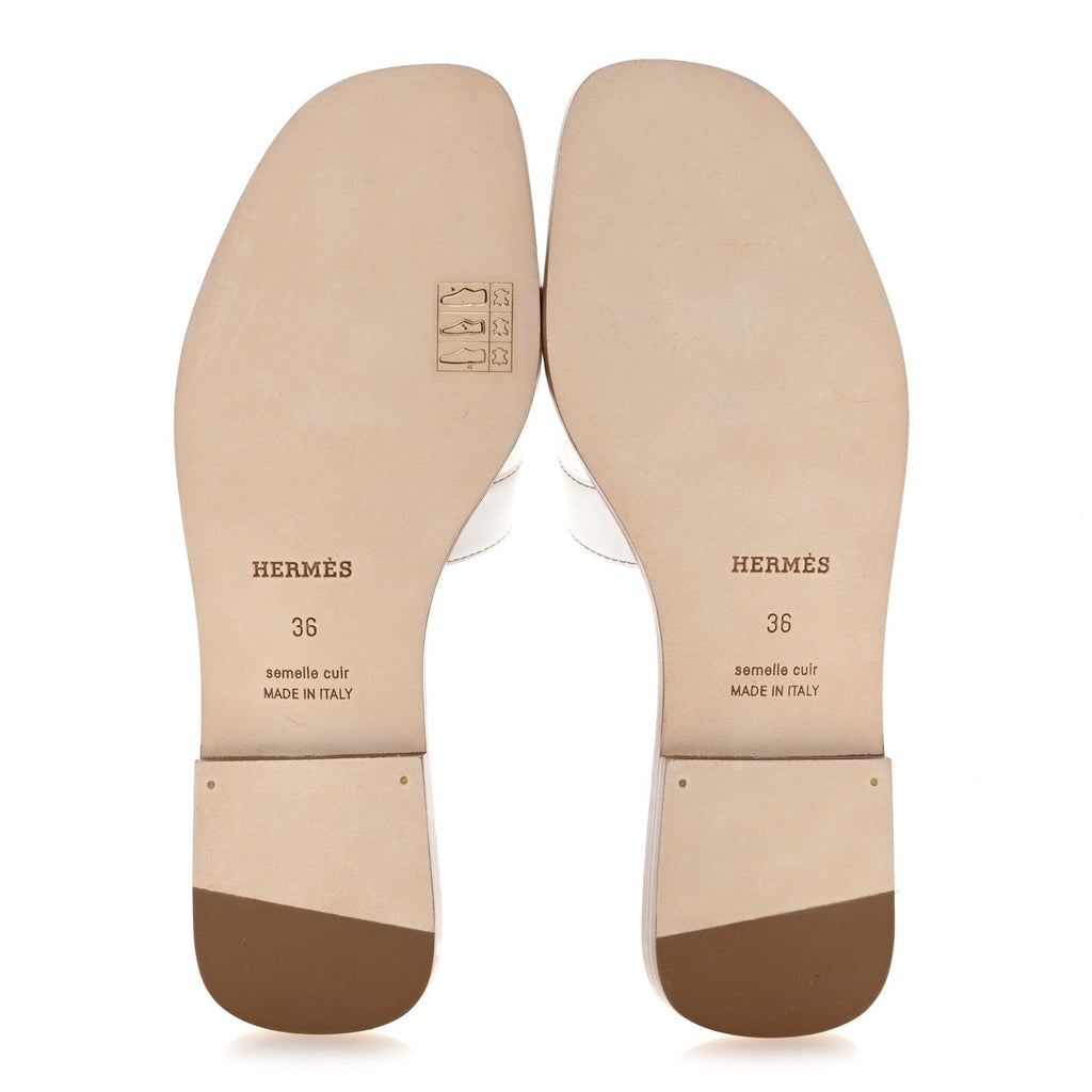 Box Calfskin Oran Sandals 36 White