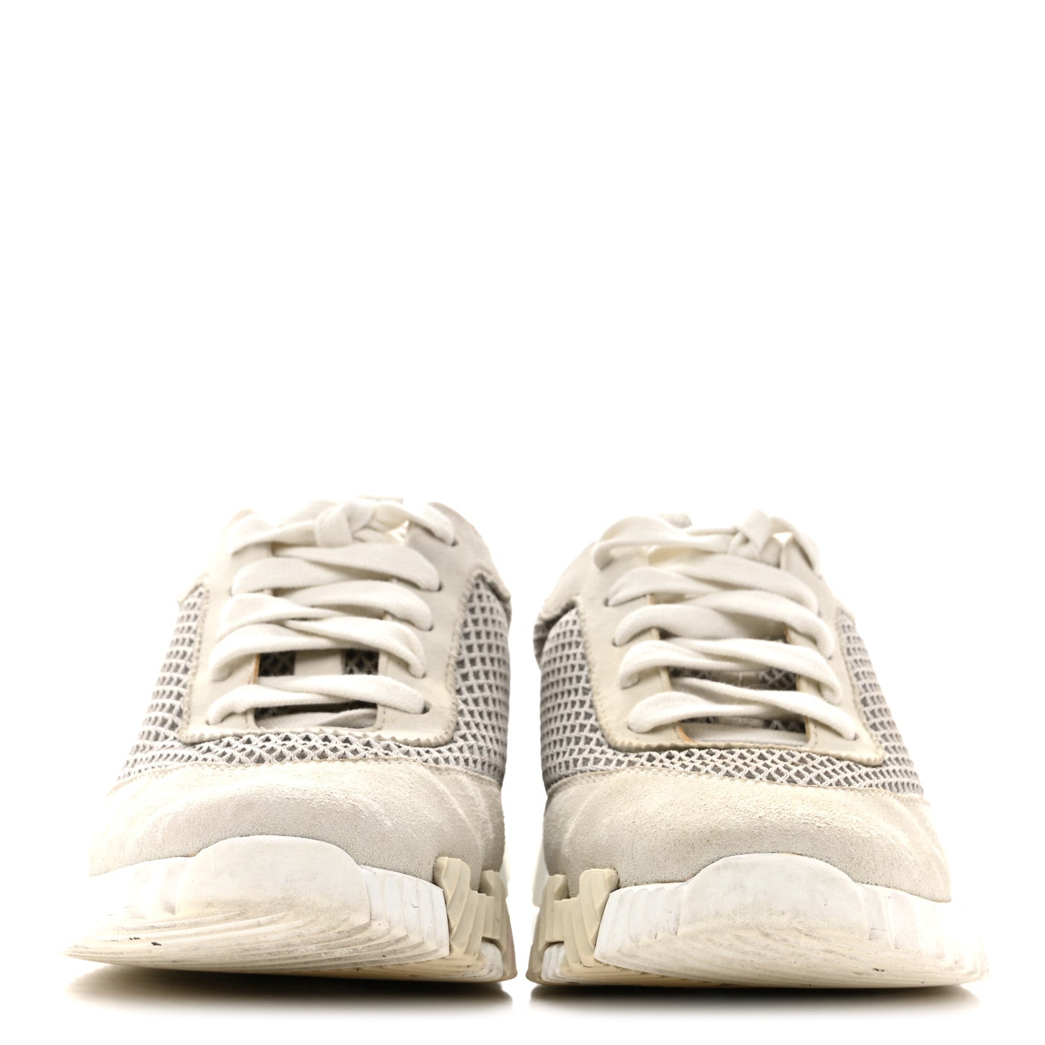 Air Mesh Suede Goatskin Bouncing Sneakers 35 Gris Lulea White