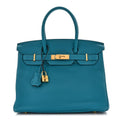 Taurillon Clemence Birkin 30 Turquoise