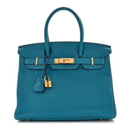 Taurillon Clemence Birkin 30 Turquoise