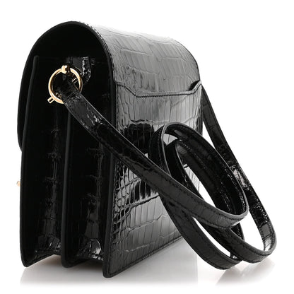 Shiny Alligator Mini Sac Roulis Black