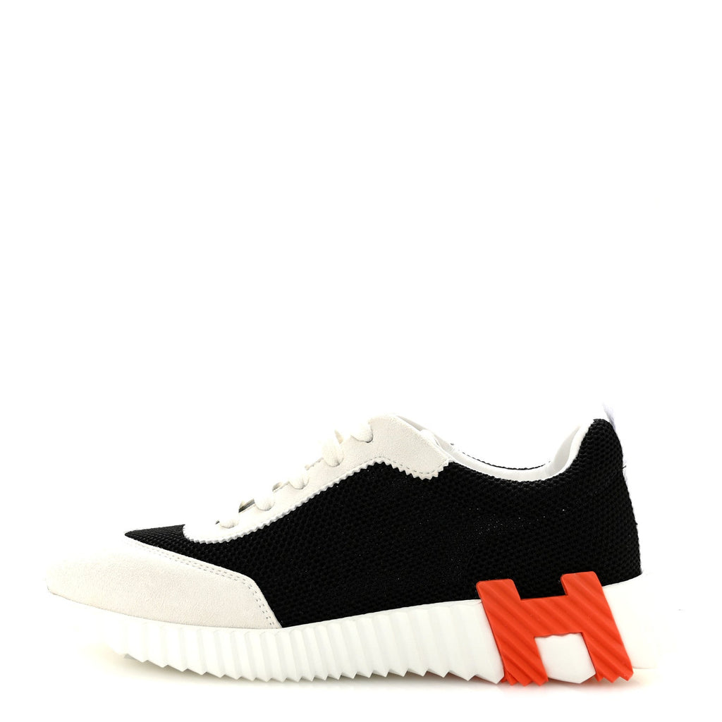 Air Mesh Suede Goatskin Bouncing Sneakers 37 Black Orange