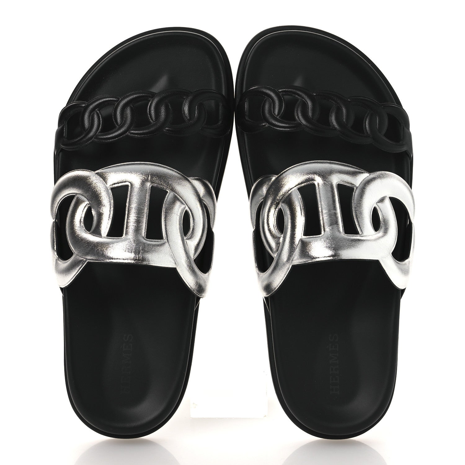 Metallic Nappa Extra Sandals 36 Gris Argente Black