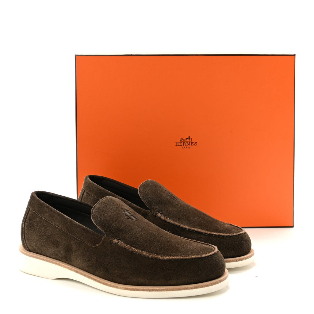 Suede Calfskin Mens Low Loafers 41.5 Ecorce