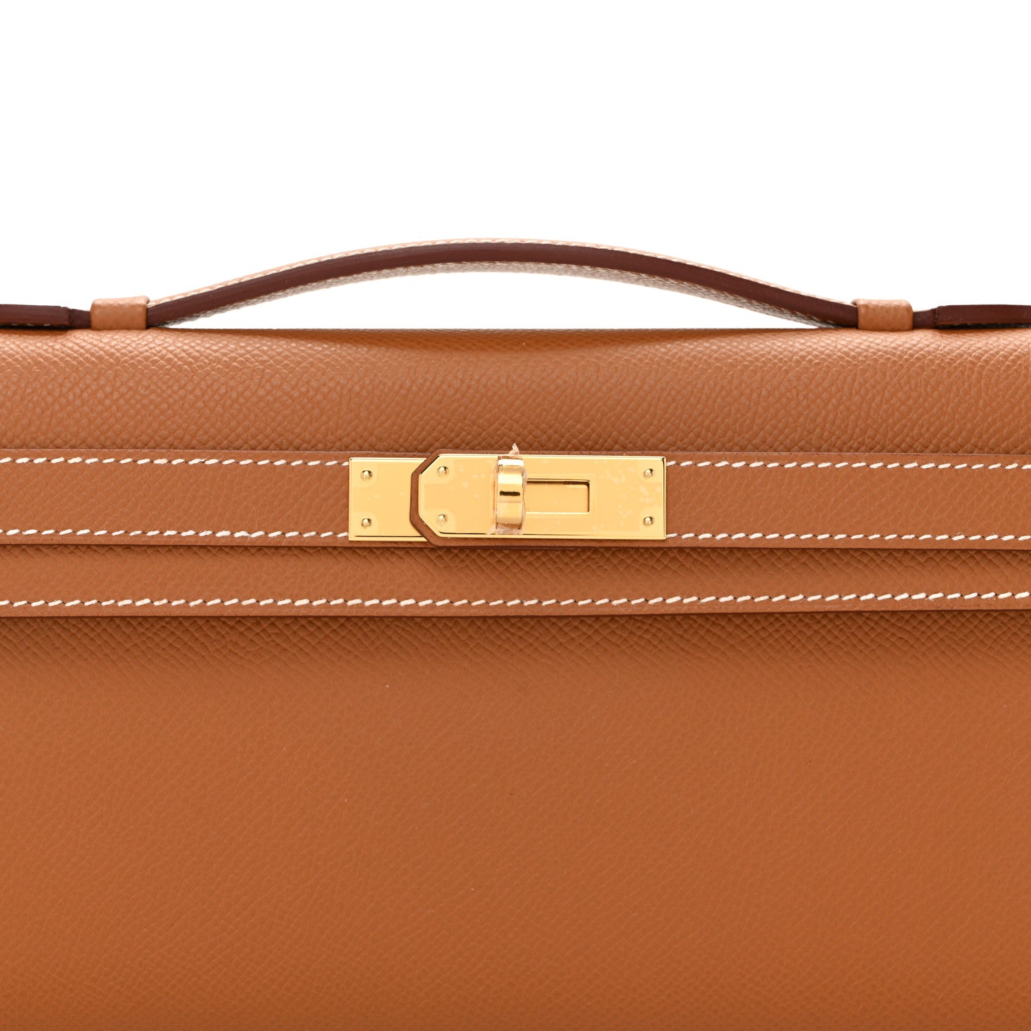 Epsom Kelly Cut Clutch Pochette Gold