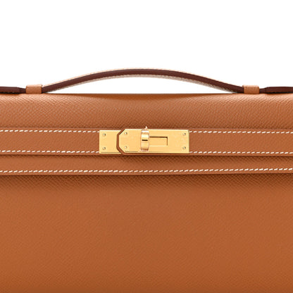 Epsom Kelly Cut Clutch Pochette Gold