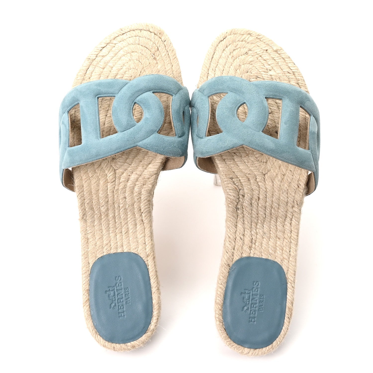 Suede Goatskin Famosa Espadrille Sandals 37 Bleu Citadin