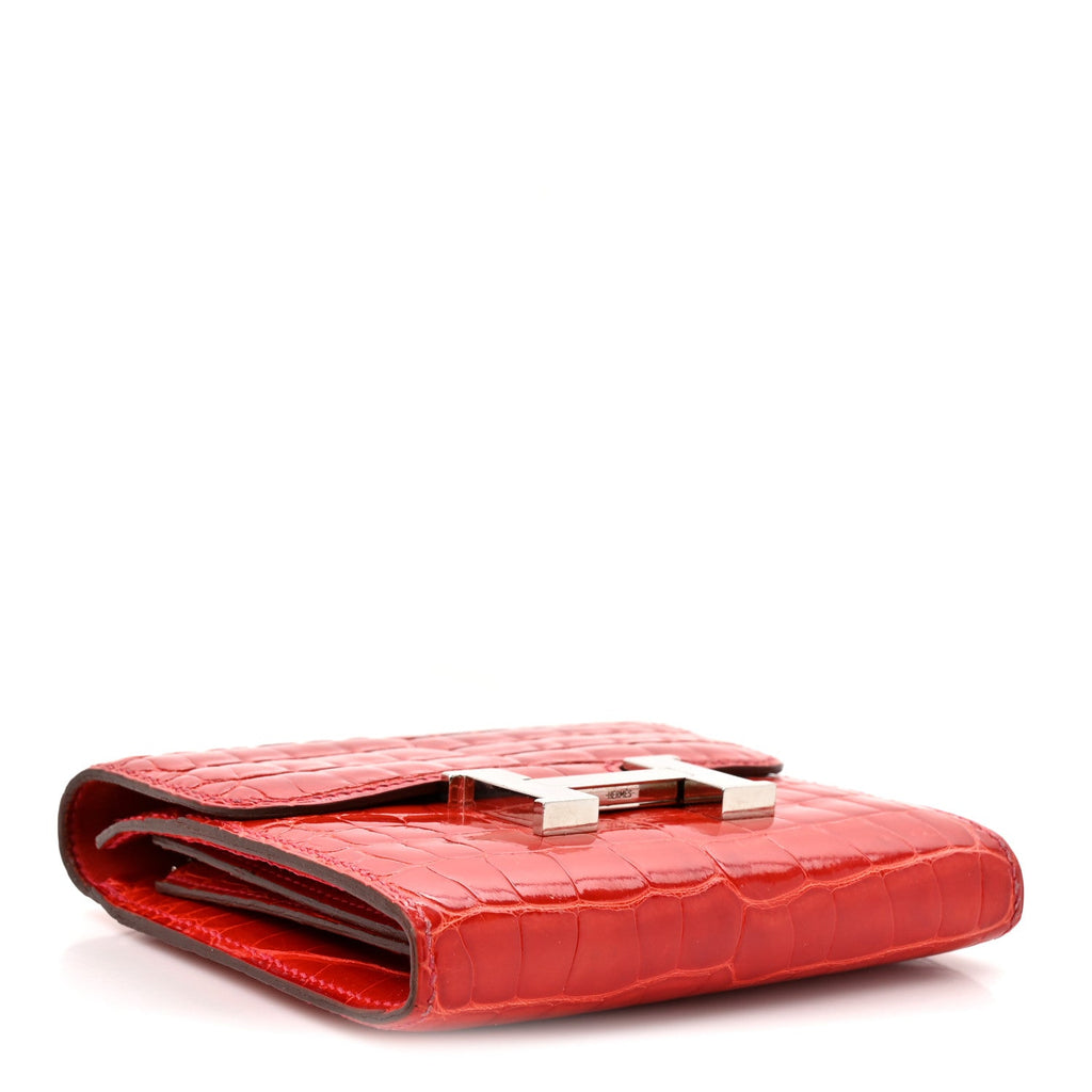 Shiny Alligator Constance Short Wallet Geranium