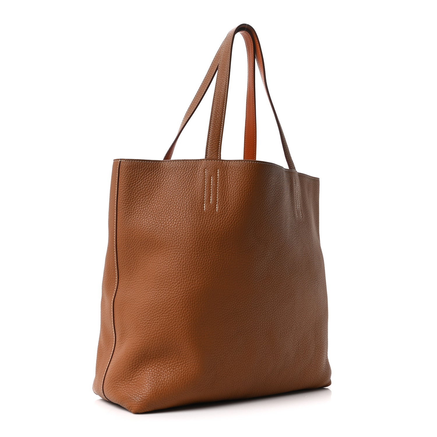 Taurillon Clemence Double Sens Reversible Tote Orange Gold