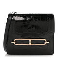 Shiny Alligator Mini Sac Roulis Black