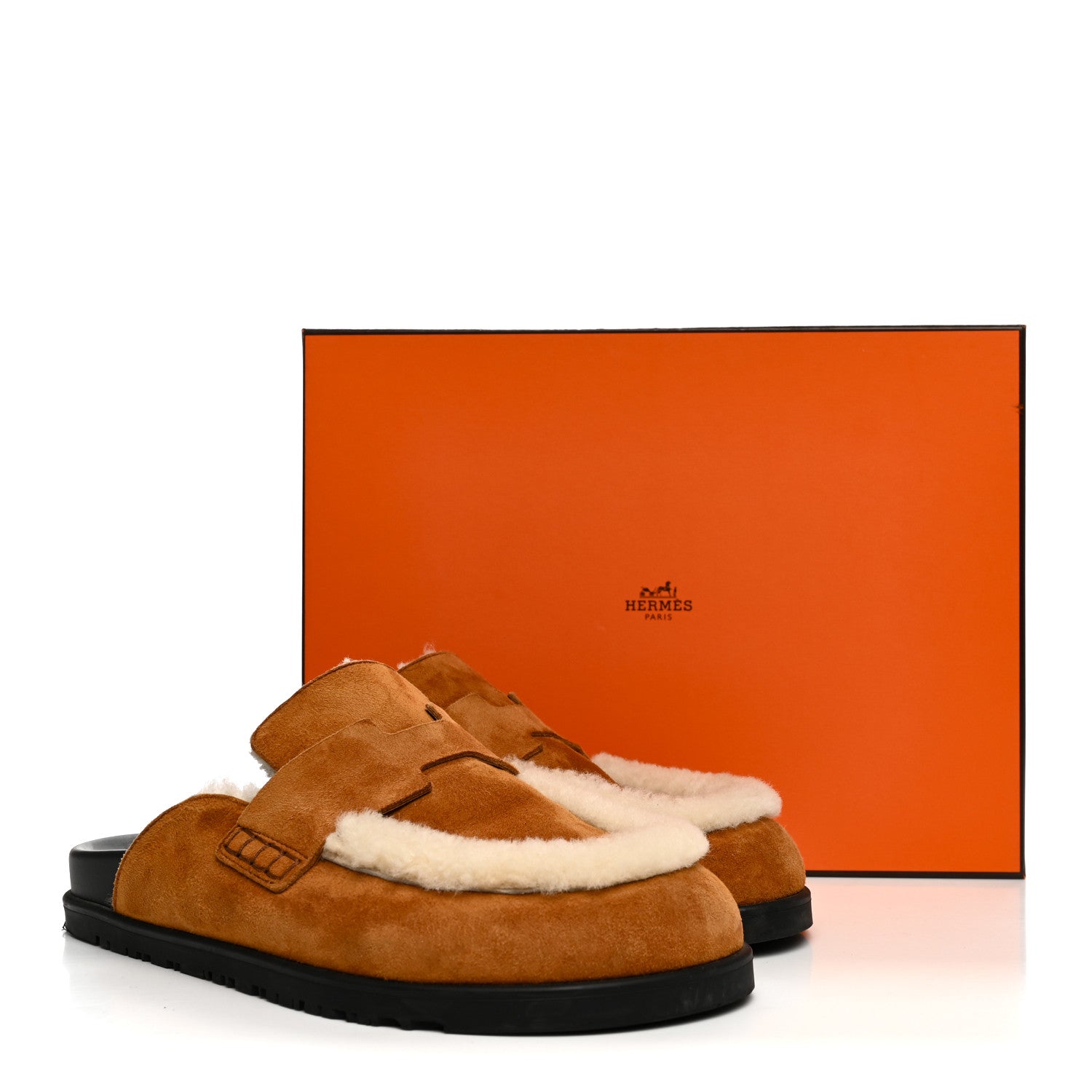 Suede Goatskin Shearling Go Mules 39 Beige Kraft Ecru