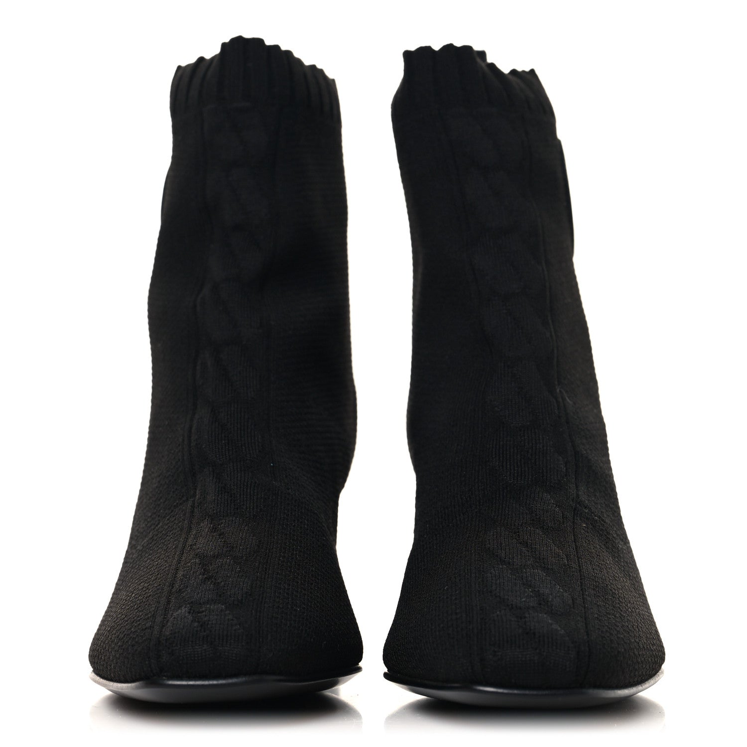 Knit Calfskin Jenna 60 Ankle Boots 36 Black