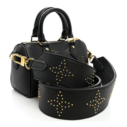 Grained Calfskin Studded Monogram Giant Nano Speedy Black