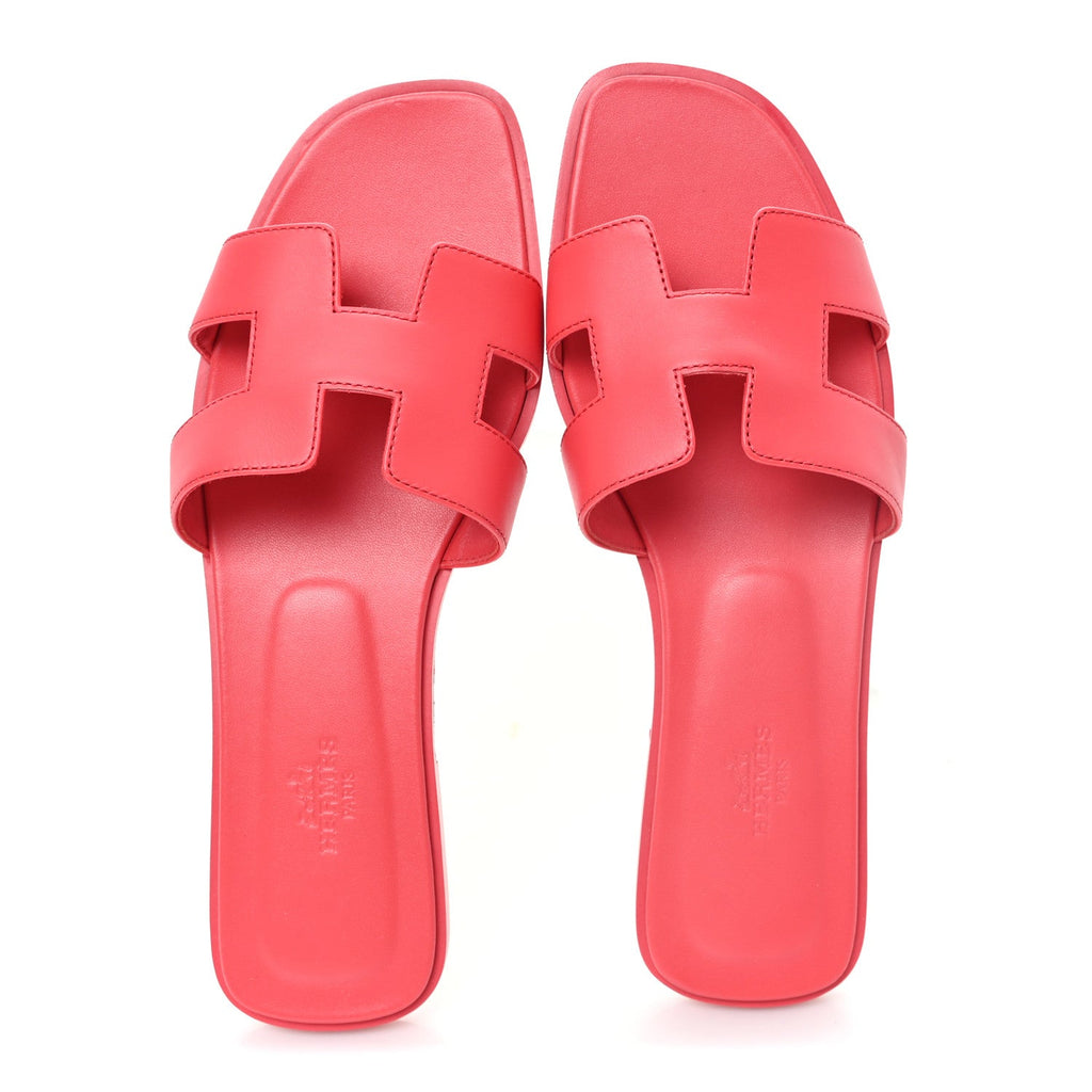 Box Calfskin Oran Sandals 38.5 Rouge Grenadine
