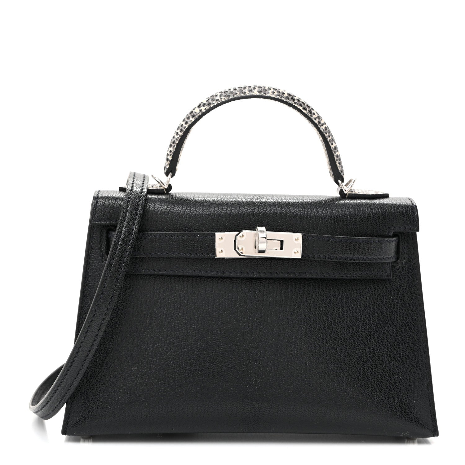 Chevre Chamkila Lizard Mini Kelly Sellier Touch 20 Black Ombre