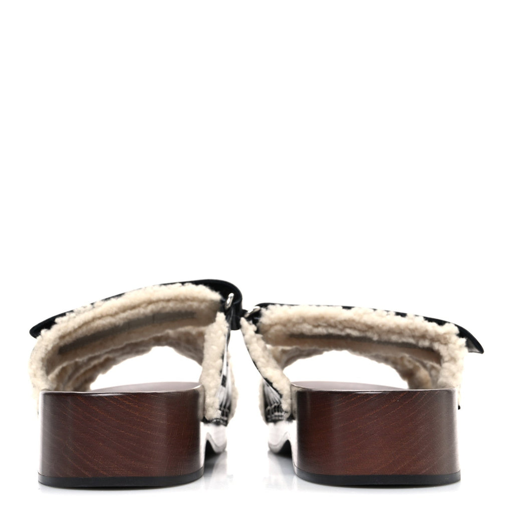 Glazed Nappa Shearling Womens Kos Clog 40 Black Ecru