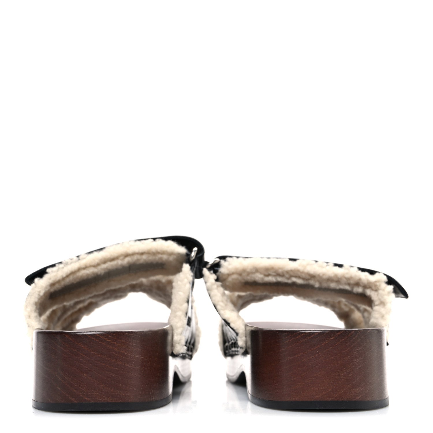 Glazed Nappa Shearling Womens Kos Clog 40 Black Ecru