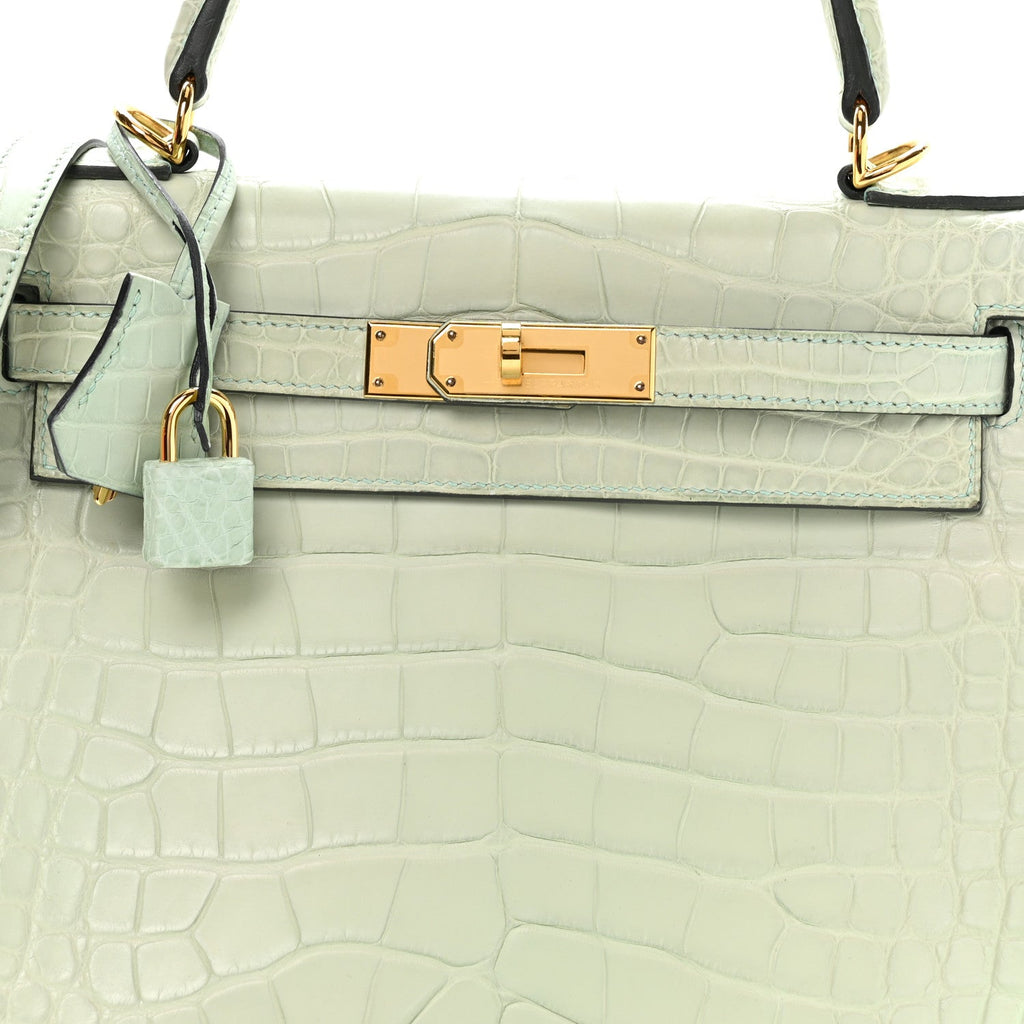 Matte Alligator Kelly Retourne 28 Vert D'eau