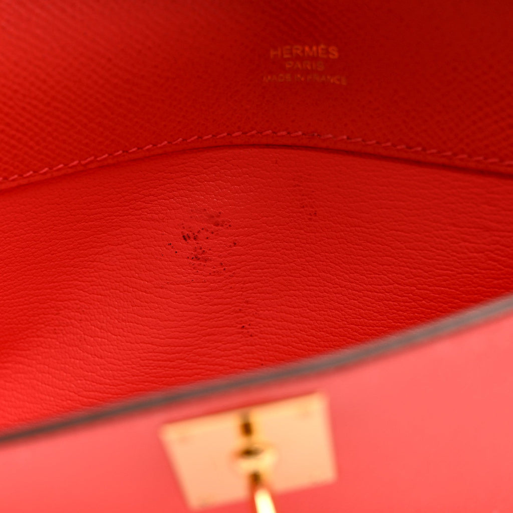 Epsom Kelly Cut Clutch Pochette Rose Jaipur