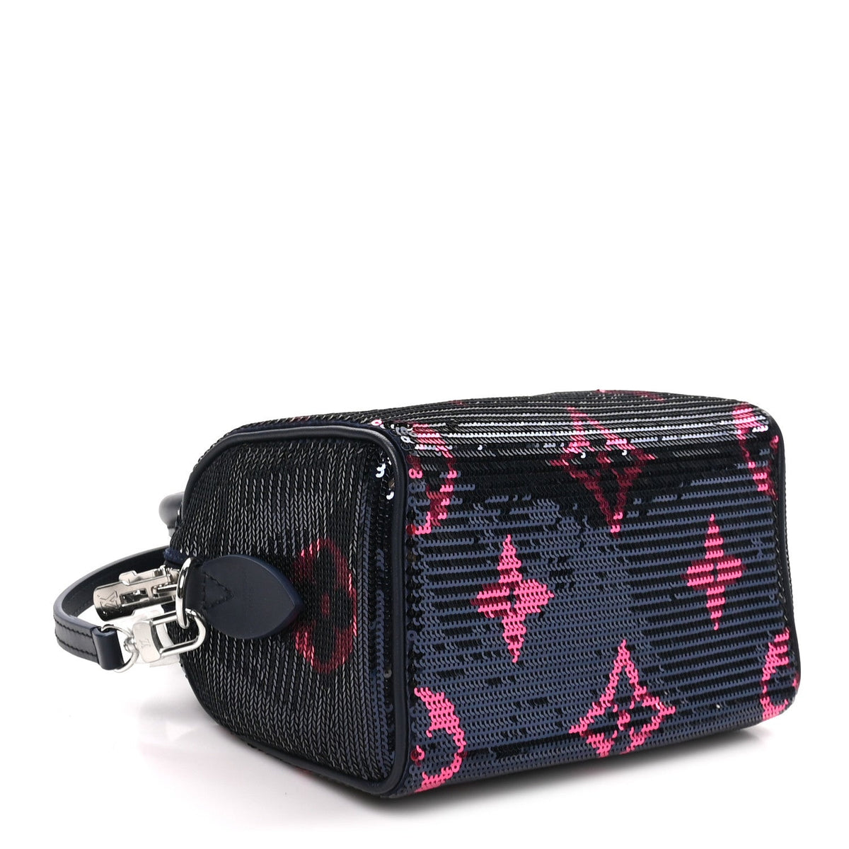 Giant Monogram Sequins Speedy Bandouliere 18 Navy Fuchsia