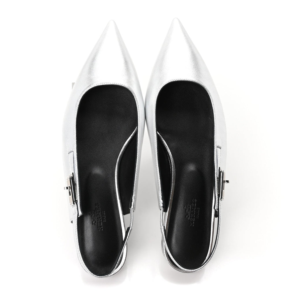 Nappa Lovely Slingback Flats 40 Gris Argent