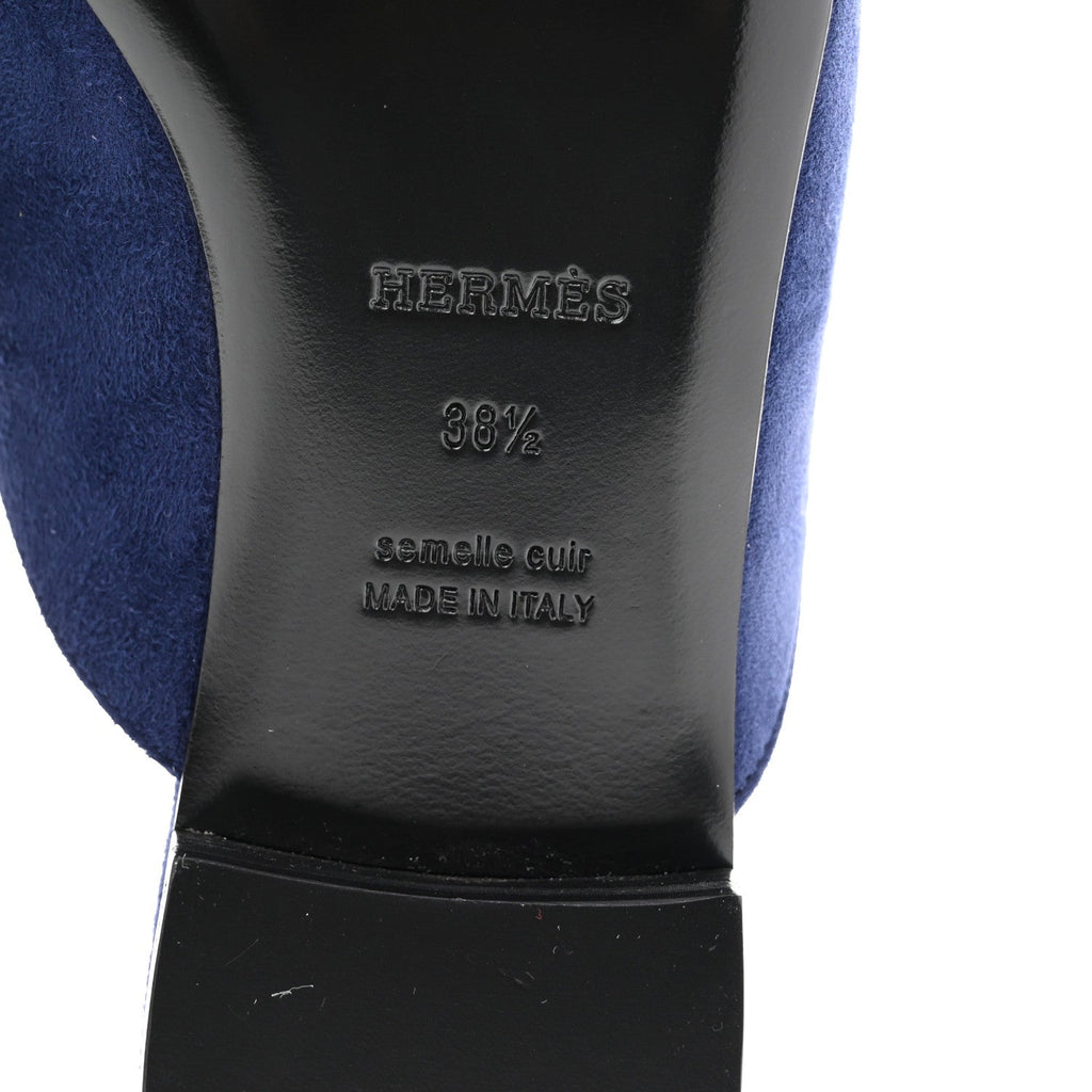 Suede Goatskin Trocadero Mule 38.5 Bleu Diplomatique