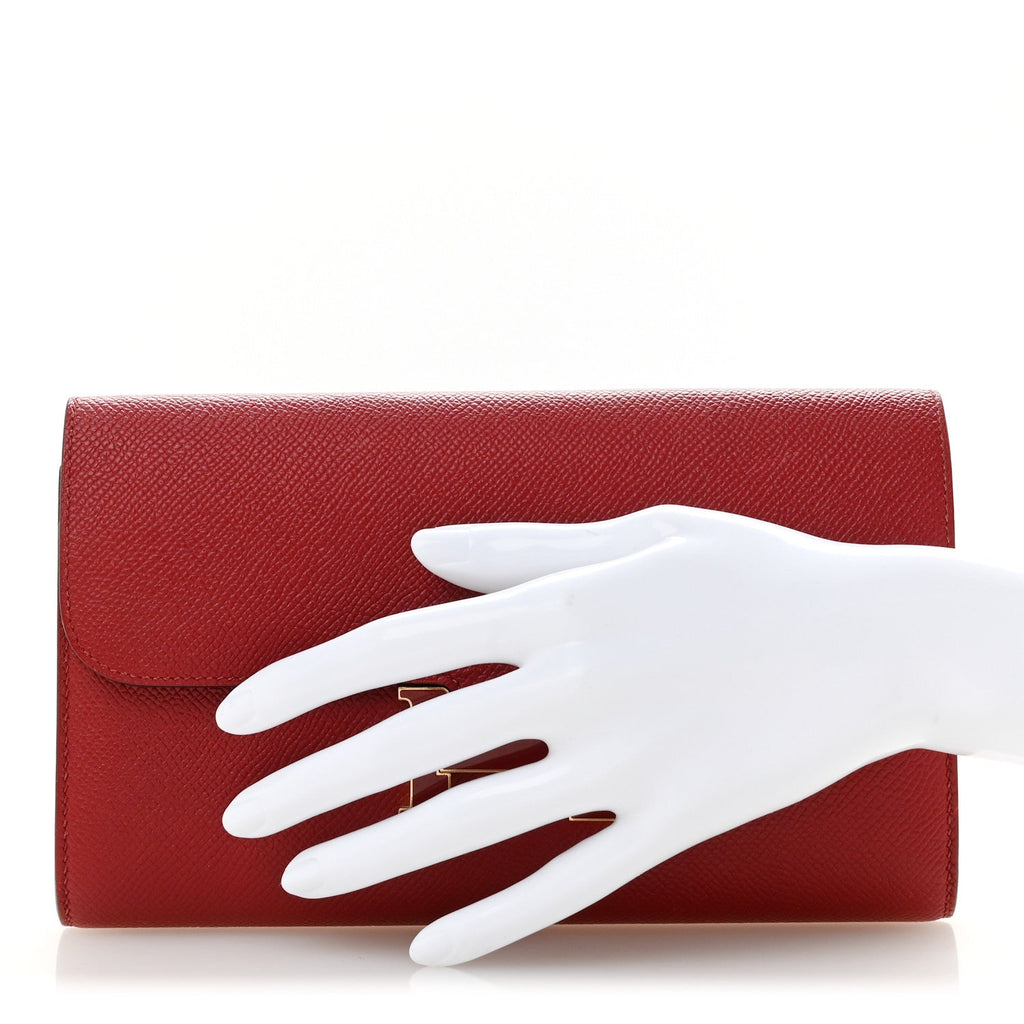 Epsom Enamel Constance Long Wallet Rouge Grenat