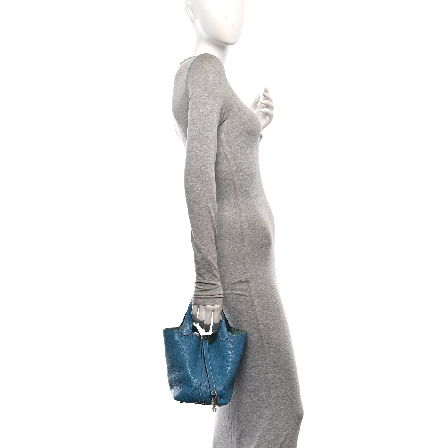 Taurillon Clemence Picotin Lock 18 PM Blue Jean