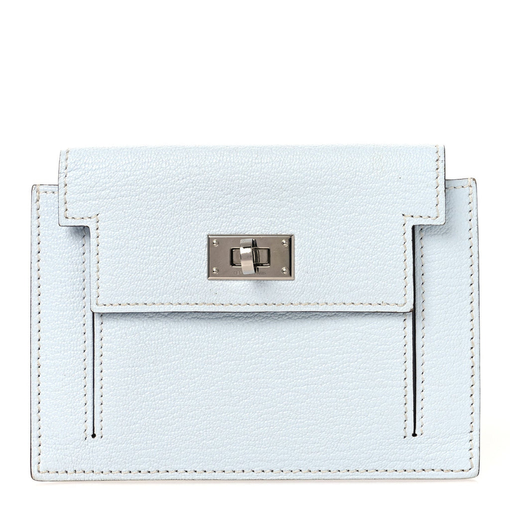 Chevre Mysore Kelly Pocket Compact Wallet Bleu Brume