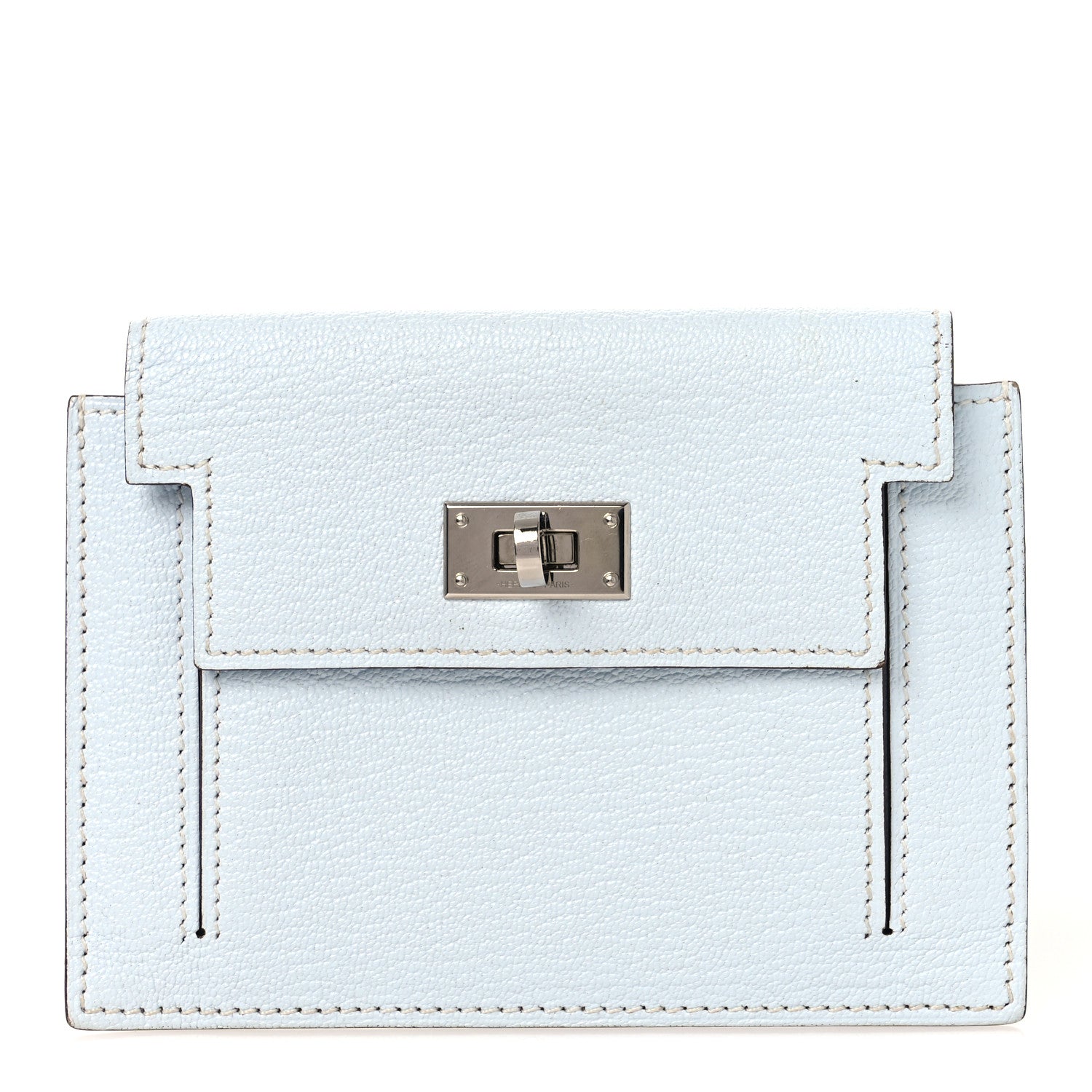 Chevre Mysore Kelly Pocket Compact Wallet Bleu Brume