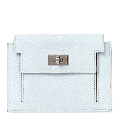 Chevre Mysore Kelly Pocket Compact Wallet Bleu Brume