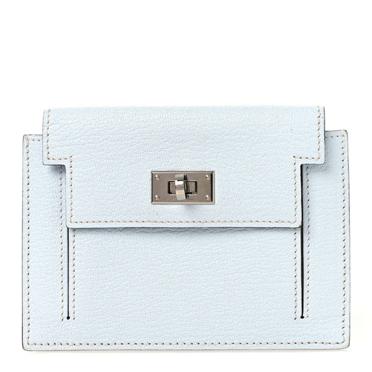 Chevre Mysore Kelly Pocket Compact Wallet Bleu Brume