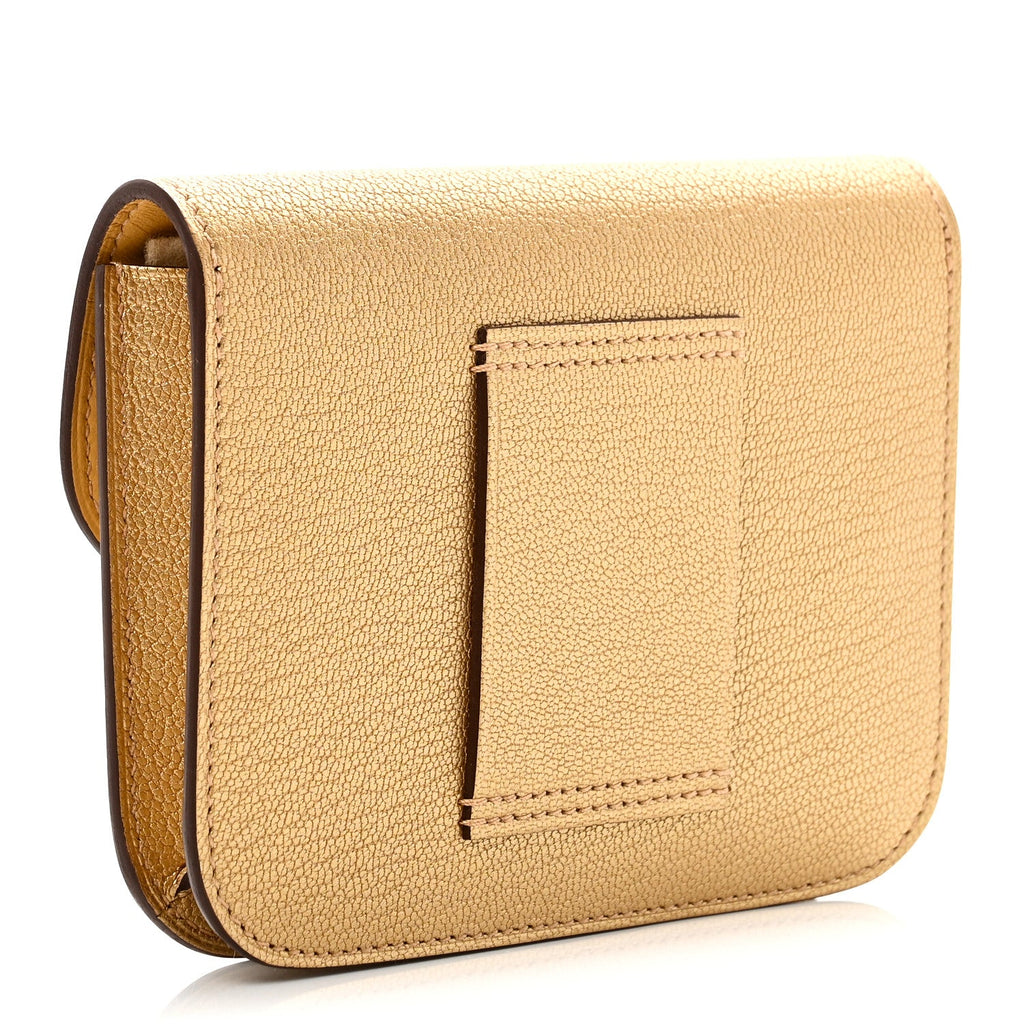 Metallic Chevre Chamkilight Constance Slim Wallet Dore