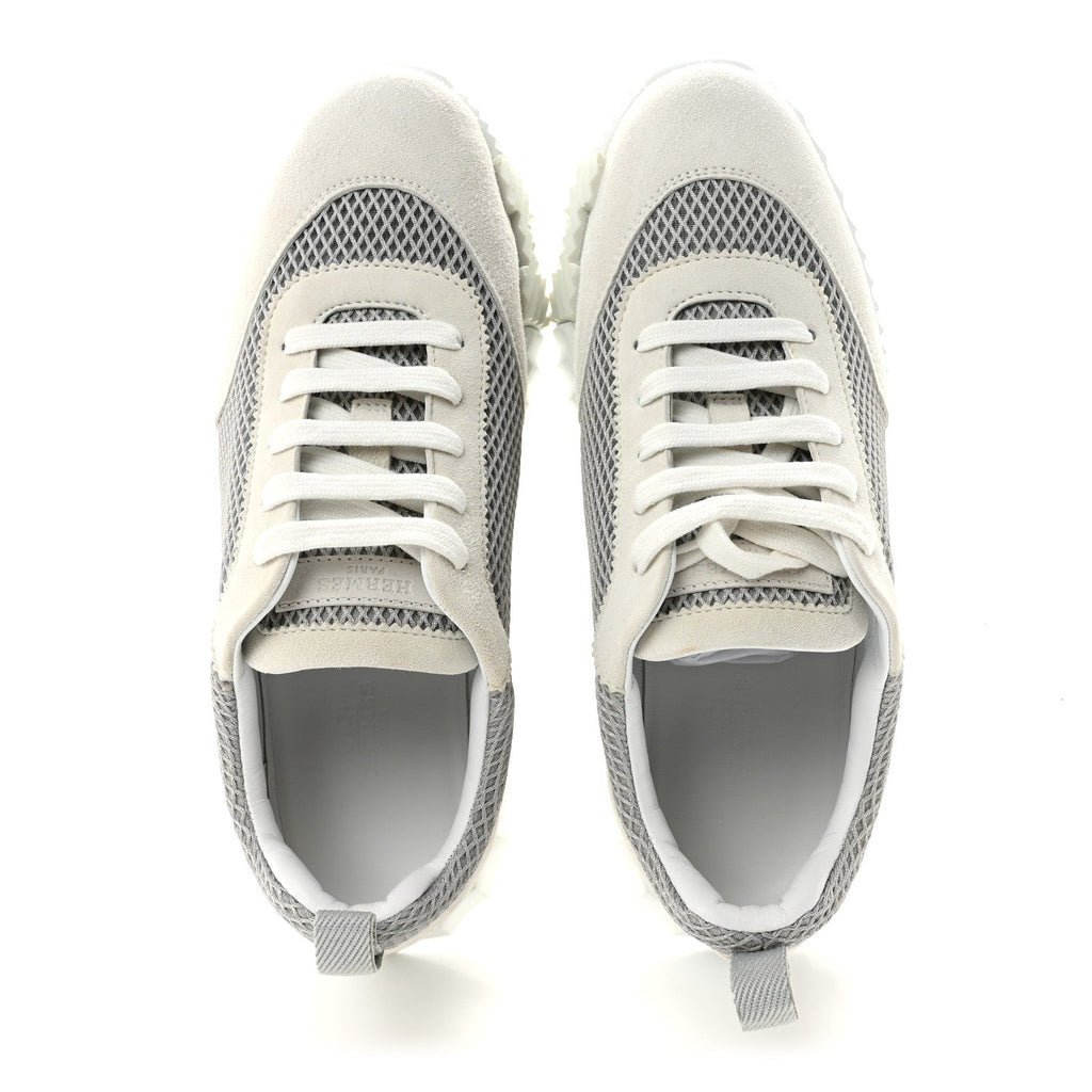 Air Mesh Suede Goatskin Bouncing Sneakers 39 Gris Lulea White