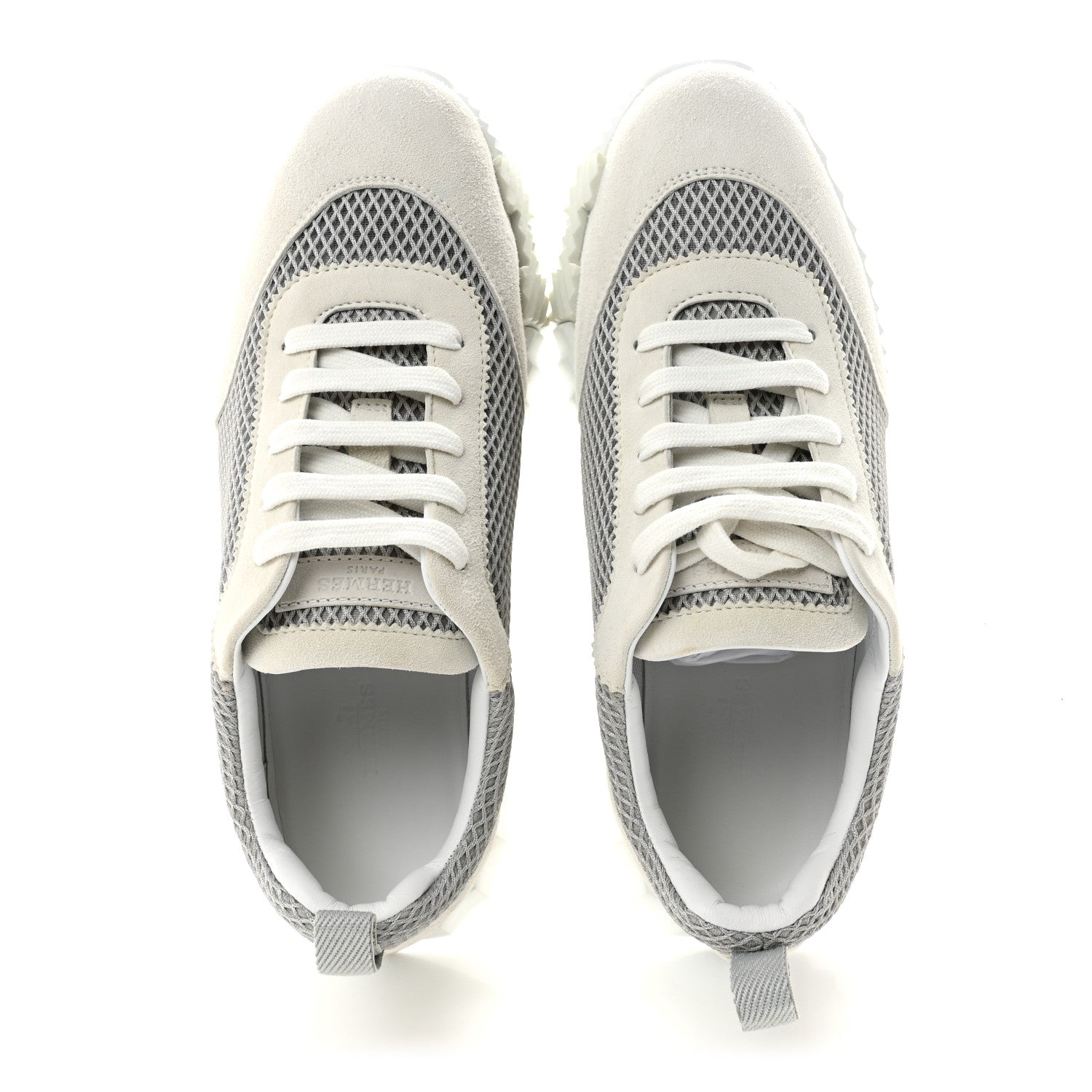 Air Mesh Suede Goatskin Bouncing Sneakers 39 Gris Lulea White
